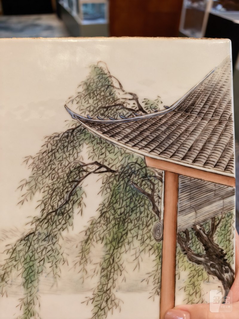民国 王大凡 粉彩人物瓷板 - 图5
